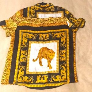 Silk button up short sleeve shirt